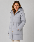 Langer Daunenmantel mit Kapuze Damen Alessandra Grau – Weiss Modehaus