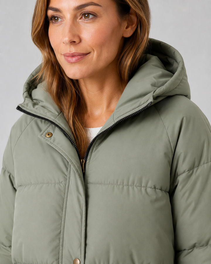 Langer Daunenmantel mit Kapuze Damen Alessandra – Bild 7