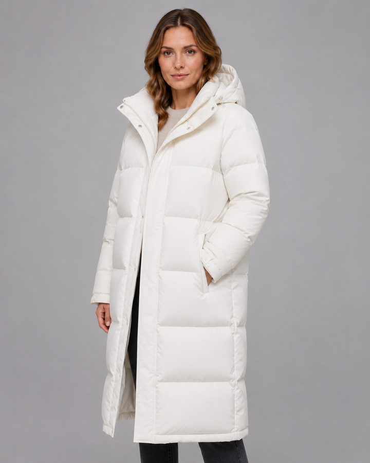 Extra langer Parka aus Daunen Damen Ornella Weiß – Weiss Modehaus