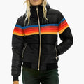 Regenbogen Streifen Daunenjacke Damen Gabriella Schwarz – Weiss Modehaus