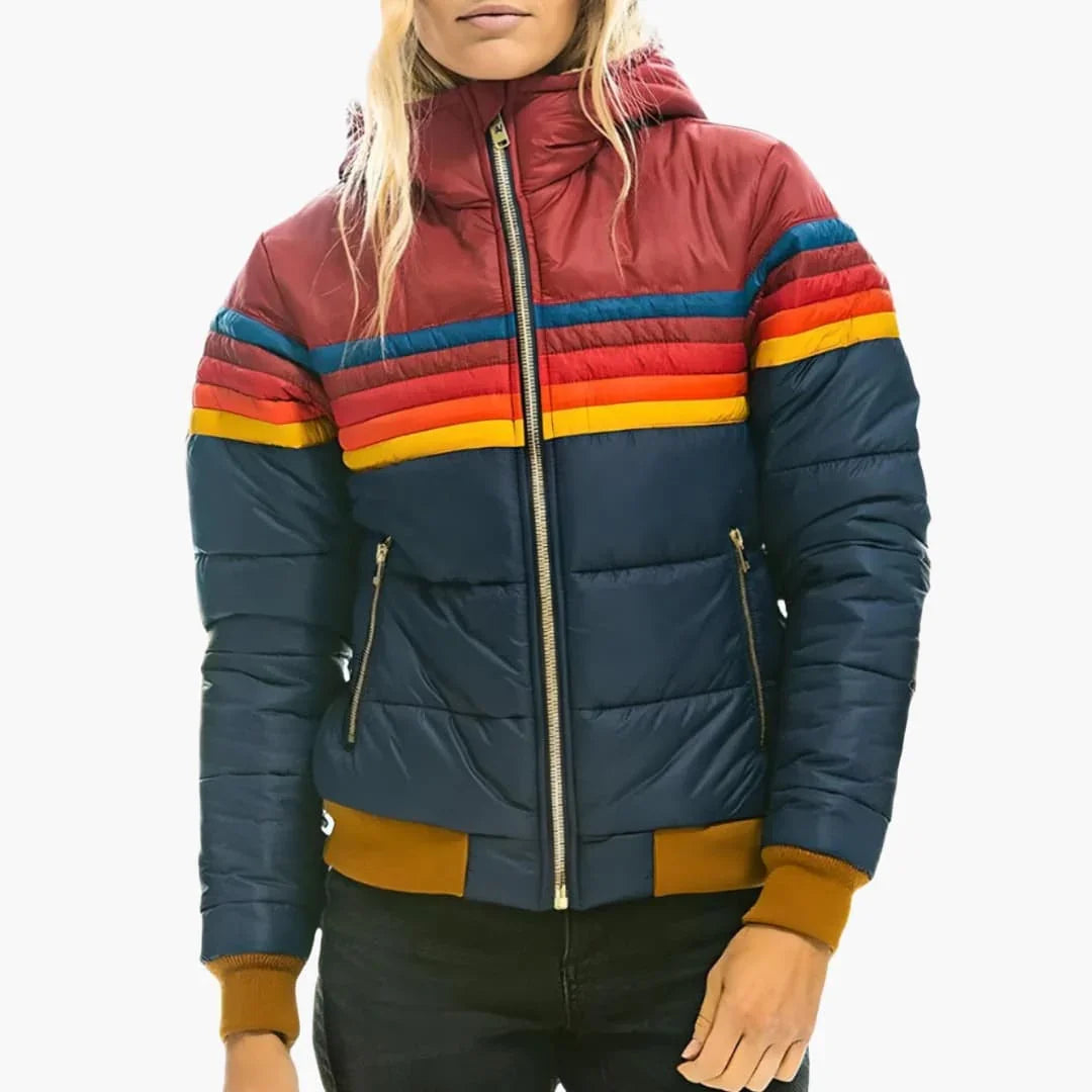 Regenbogen Streifen Daunenjacke Damen Gabriella – Bild 2