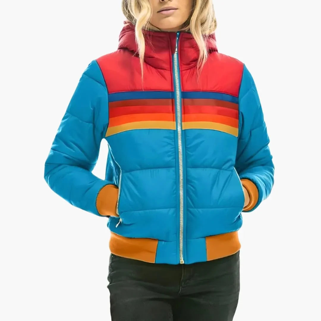 Regenbogen Streifen Daunenjacke Damen Gabriella – Bild 3