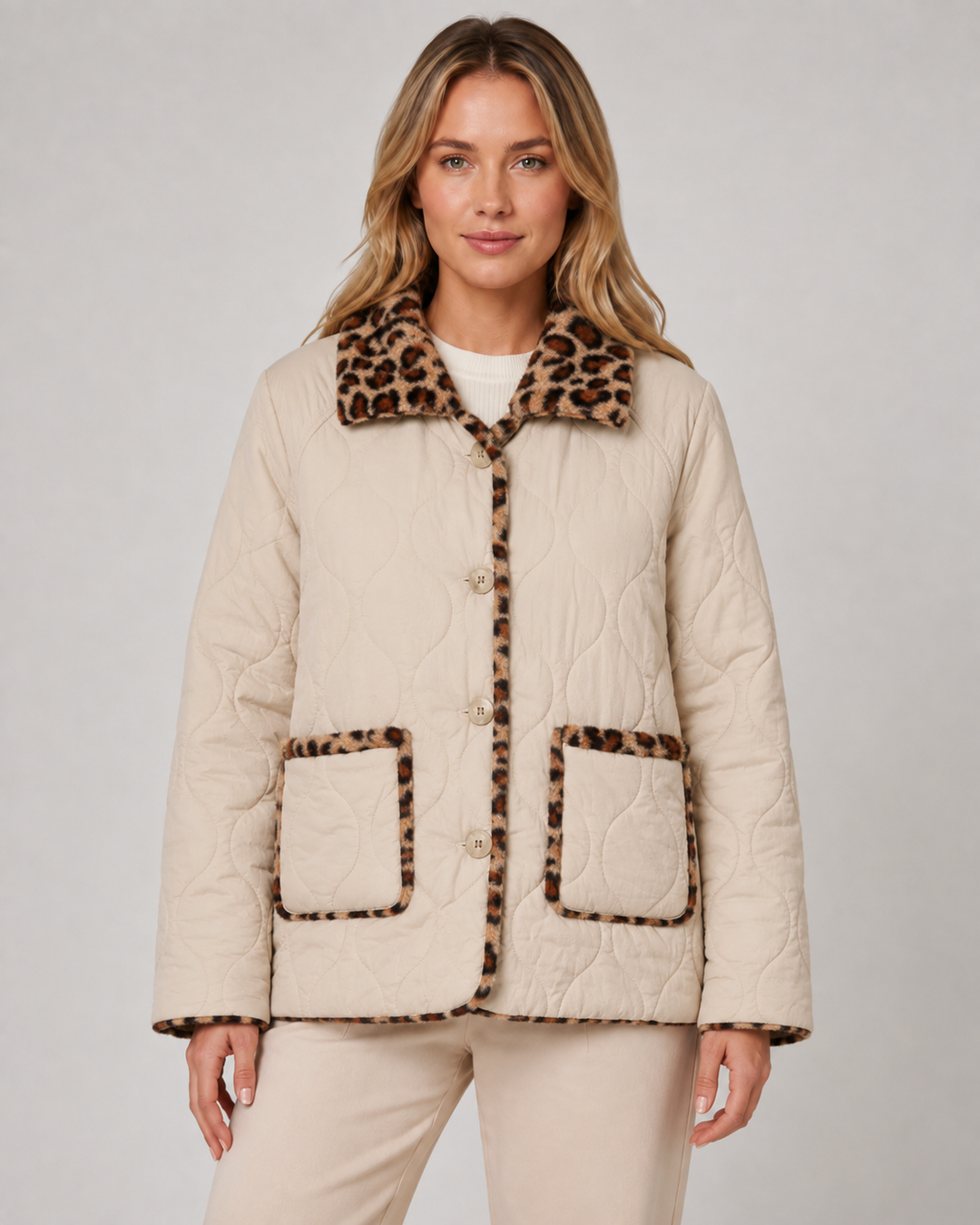 Wendbare Steppjacke mit Leopardenmuster Damen Ambra – Bild 3