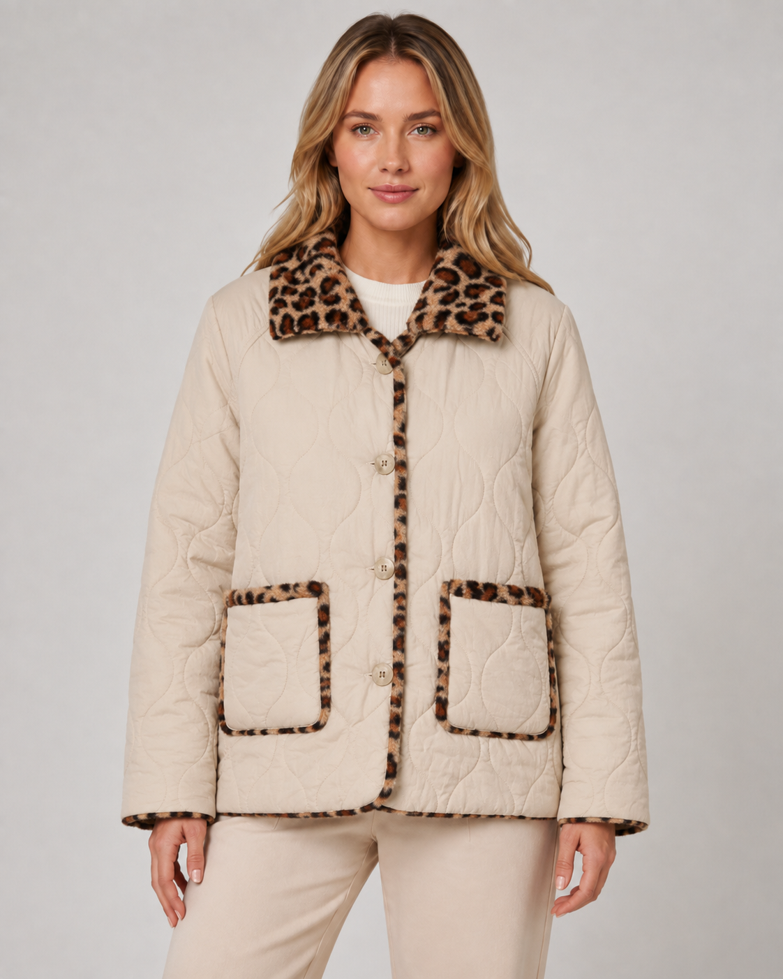 Wendbare Steppjacke mit Leopardenmuster Damen Ambra – Bild 3