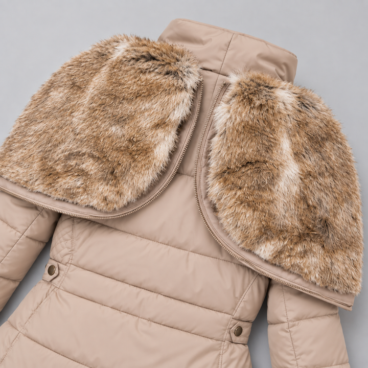 Kurze Steppjacke mit Futter aus Kunstpelz Damen Marta – Bild 4