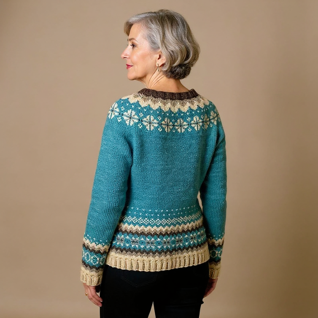 Isländische Strickjacke in Türkis und Natur Damen Laia – Bild 3