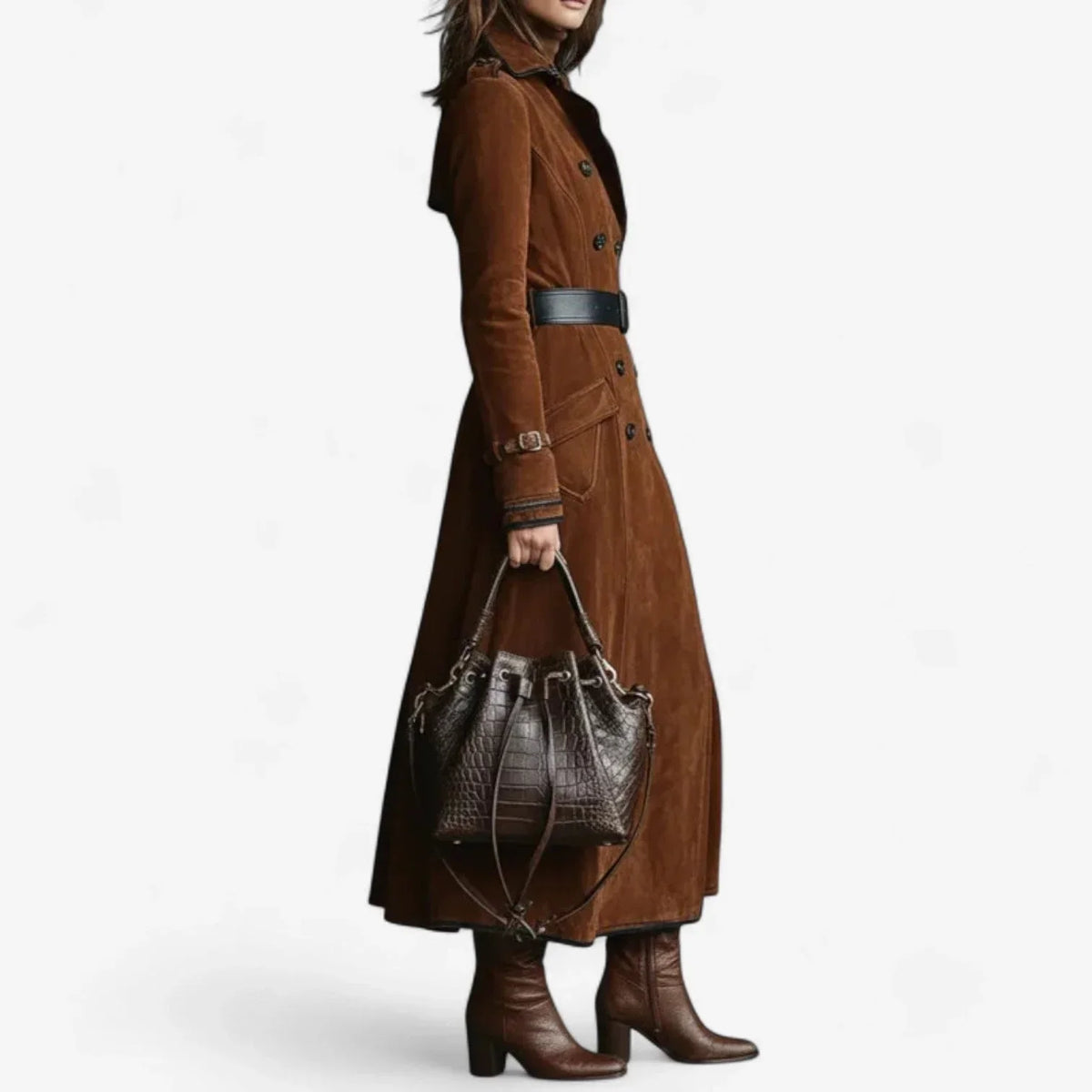 Langer Trenchcoat mit Wildleder-Effekt Tiziana – Bild 4