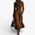 Langer Trenchcoat mit Wildleder-Effekt Tiziana Dunkelbraun – Weiss Modehaus
