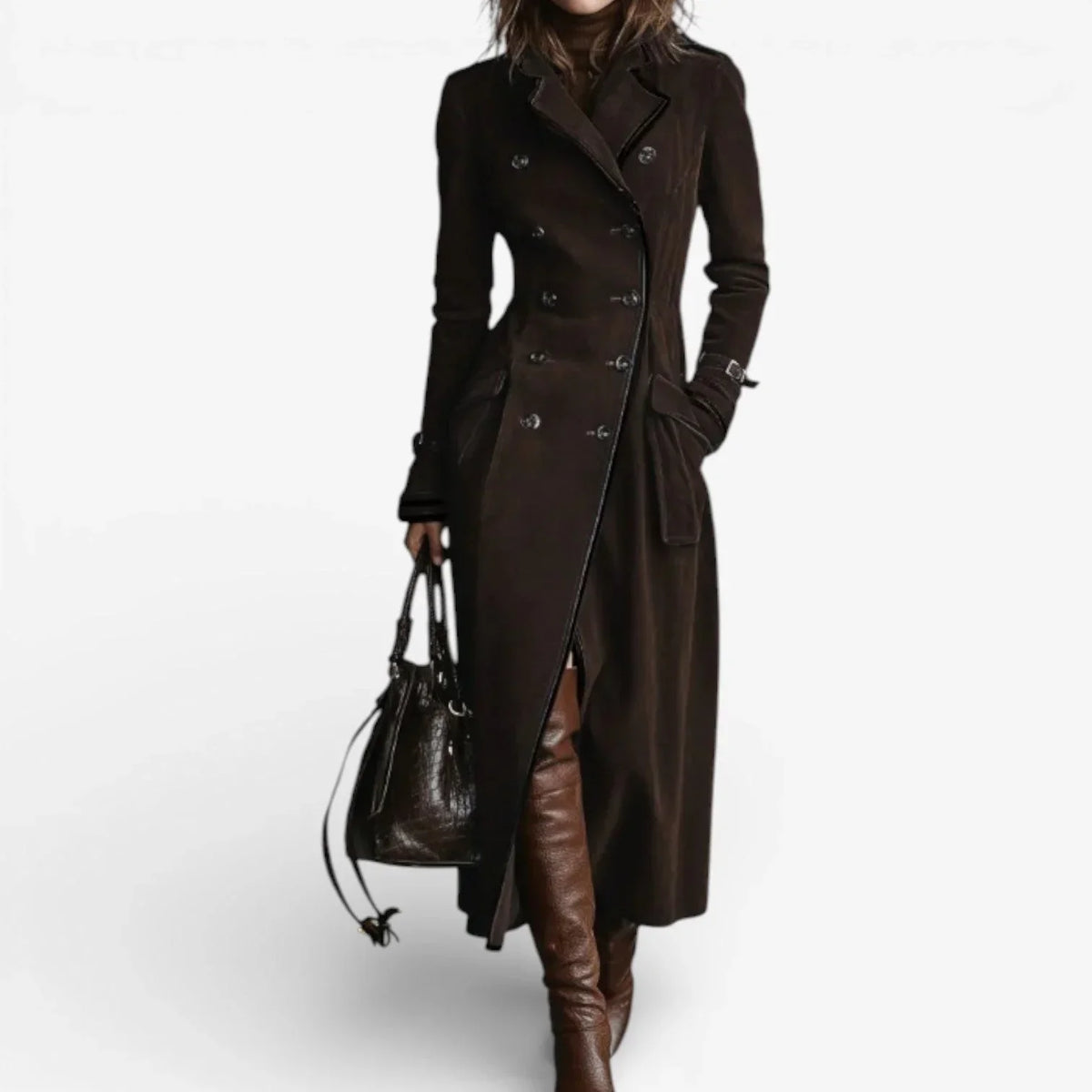 Langer Trenchcoat mit Wildleder-Effekt Tiziana – Bild 3