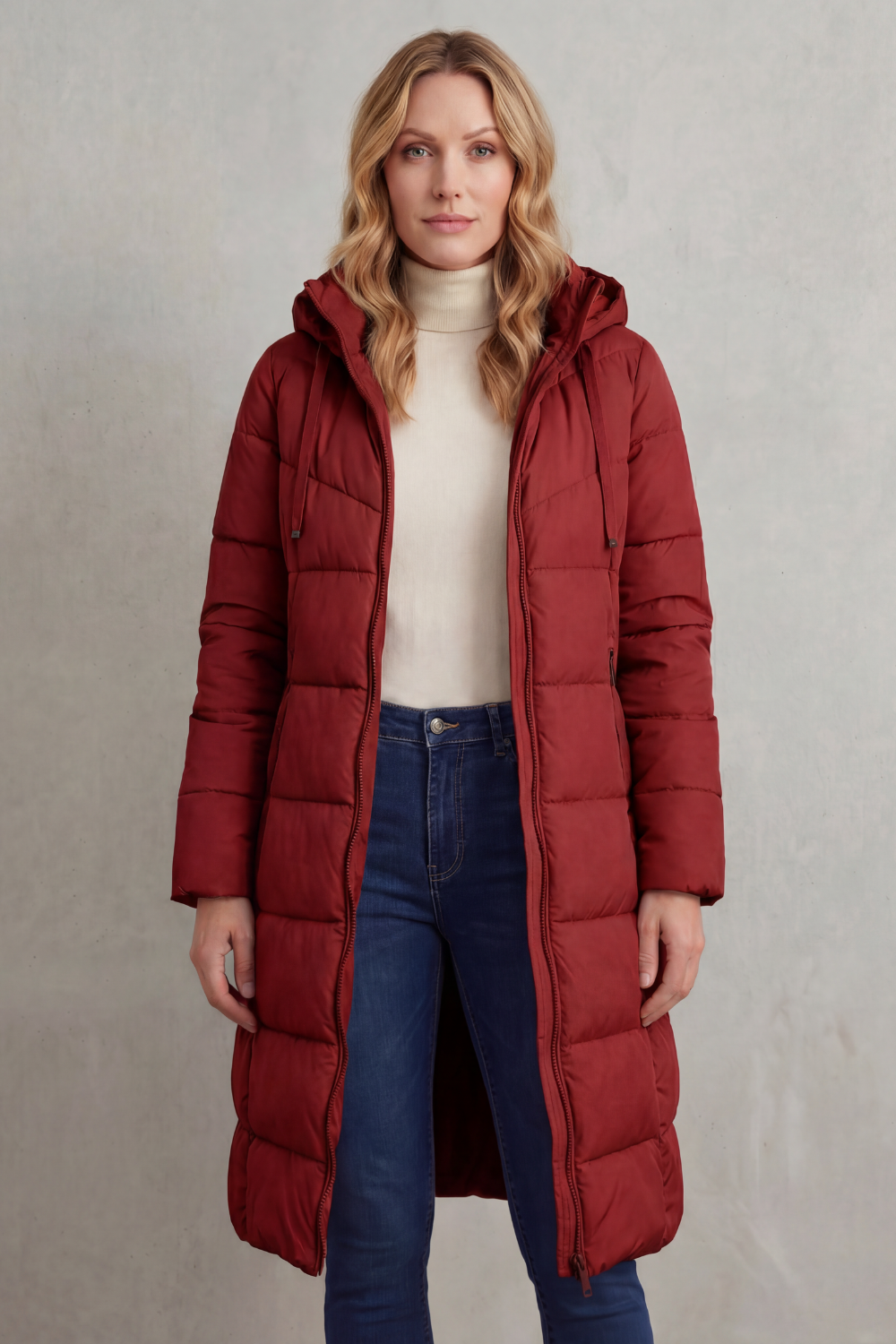 Langer Daunenmantel mit Reißverschluss Damen Chiara – Bild 7