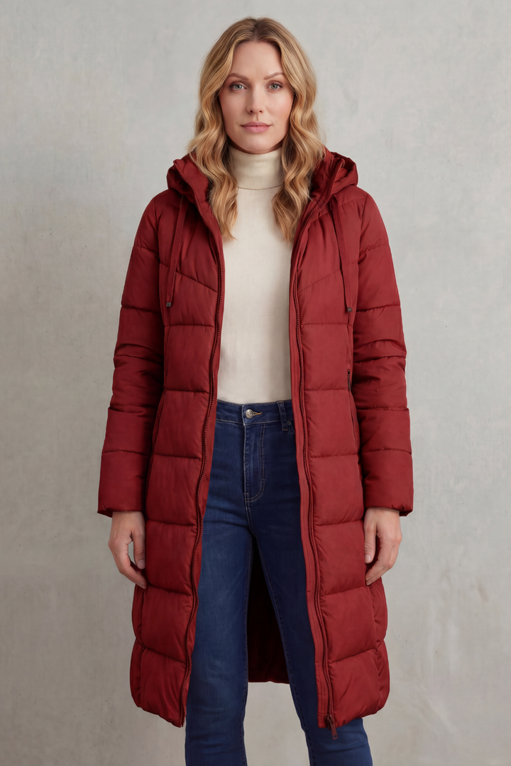 Langer Daunenmantel mit Reißverschluss Damen Chiara – Bild 7