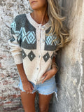 Isländischer Cardigan in Blau und Grau Damen Luisa – Bild 2