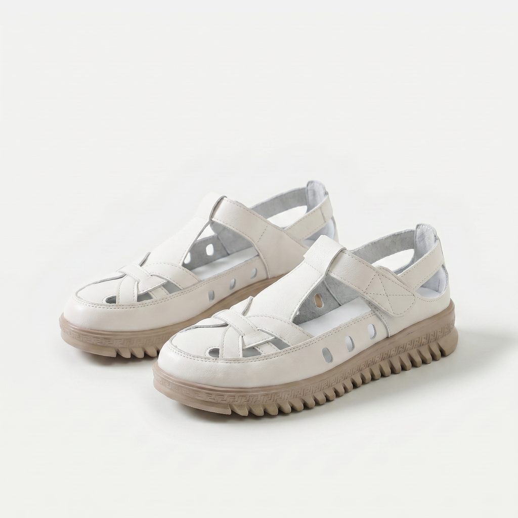 Komfort Sandalen mit stabiler Sohle Mara Cremeweiß – Weiss Modehaus