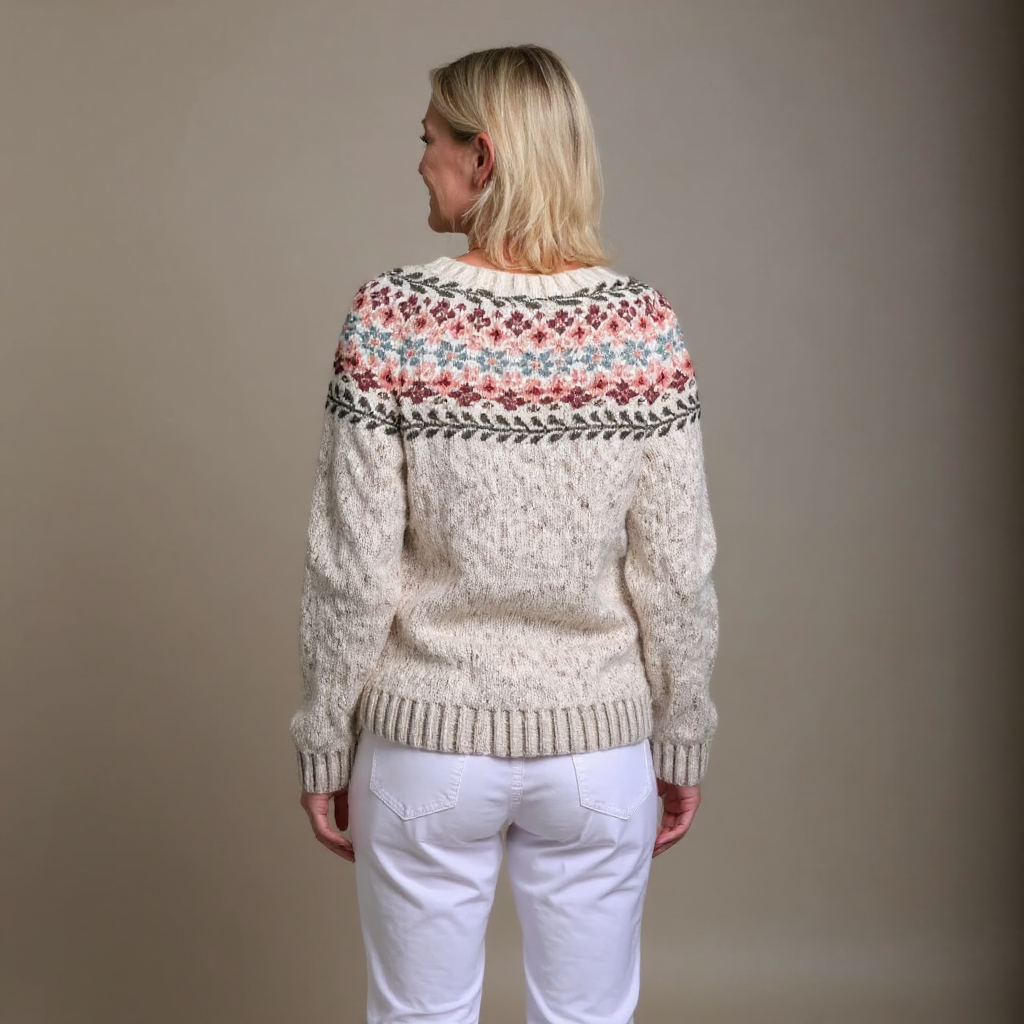 Isländische Strickjacke in Orange und Grün Damen Marga – Bild 3