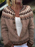 Isländischer Cardigan in Braun und Creme Damen Maribel – Bild 2