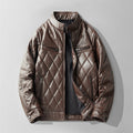 Herren Steppjacke mit Lederoptik Ambrogio Braun – Weiss Modehaus