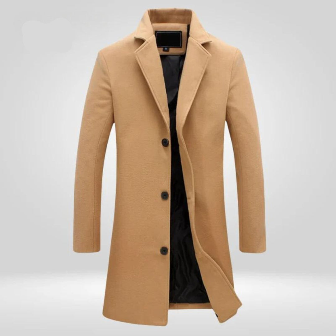 Langer Herrenmantel mit Revers Gregorio Camel – Weiss Modehaus
