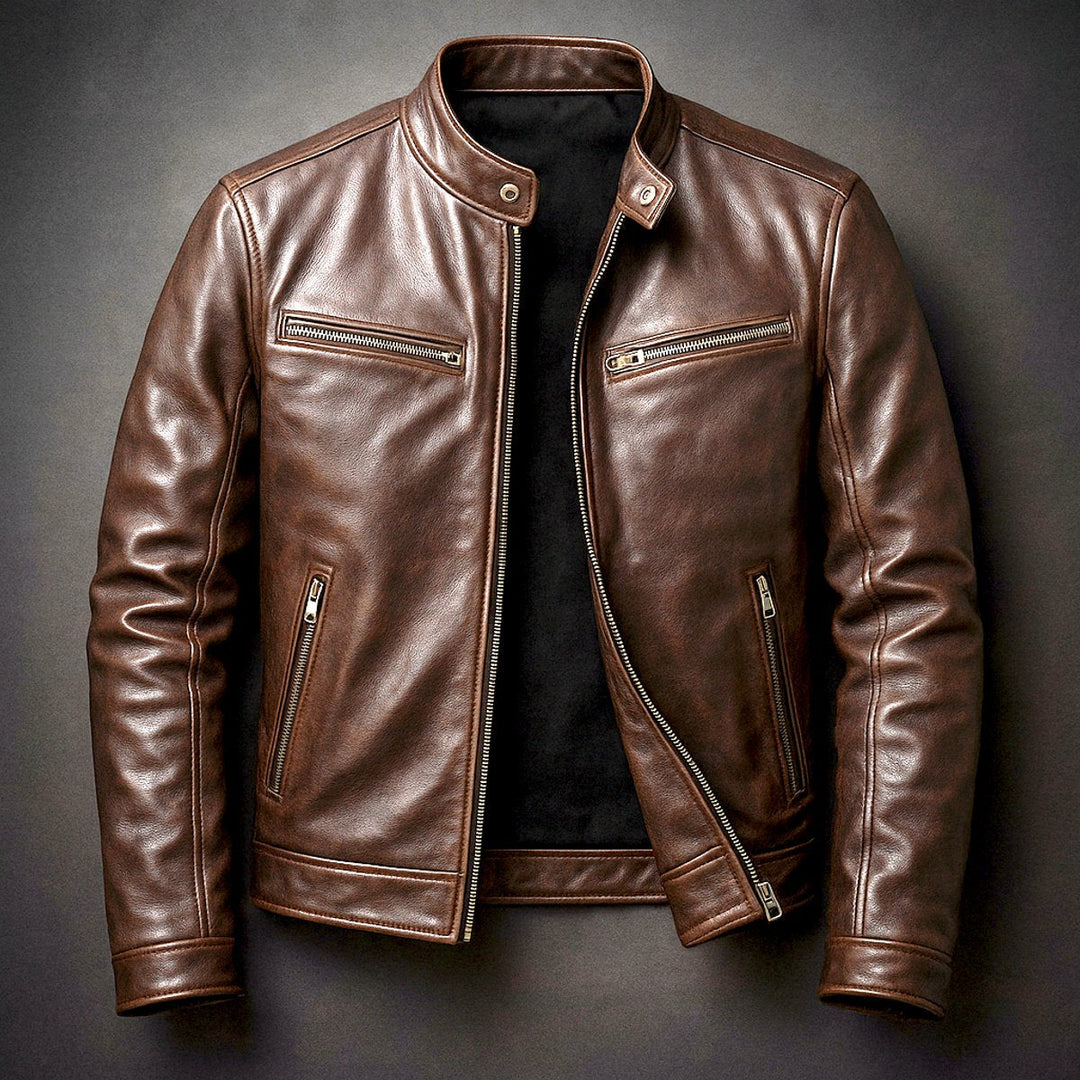 Vintage Herren Chiodo mit Stehkragen Cosimo Zigarrenbraun – Weiss Modehaus