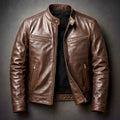 Vintage Herren Chiodo mit Stehkragen Cosimo Zigarrenbraun – Weiss Modehaus
