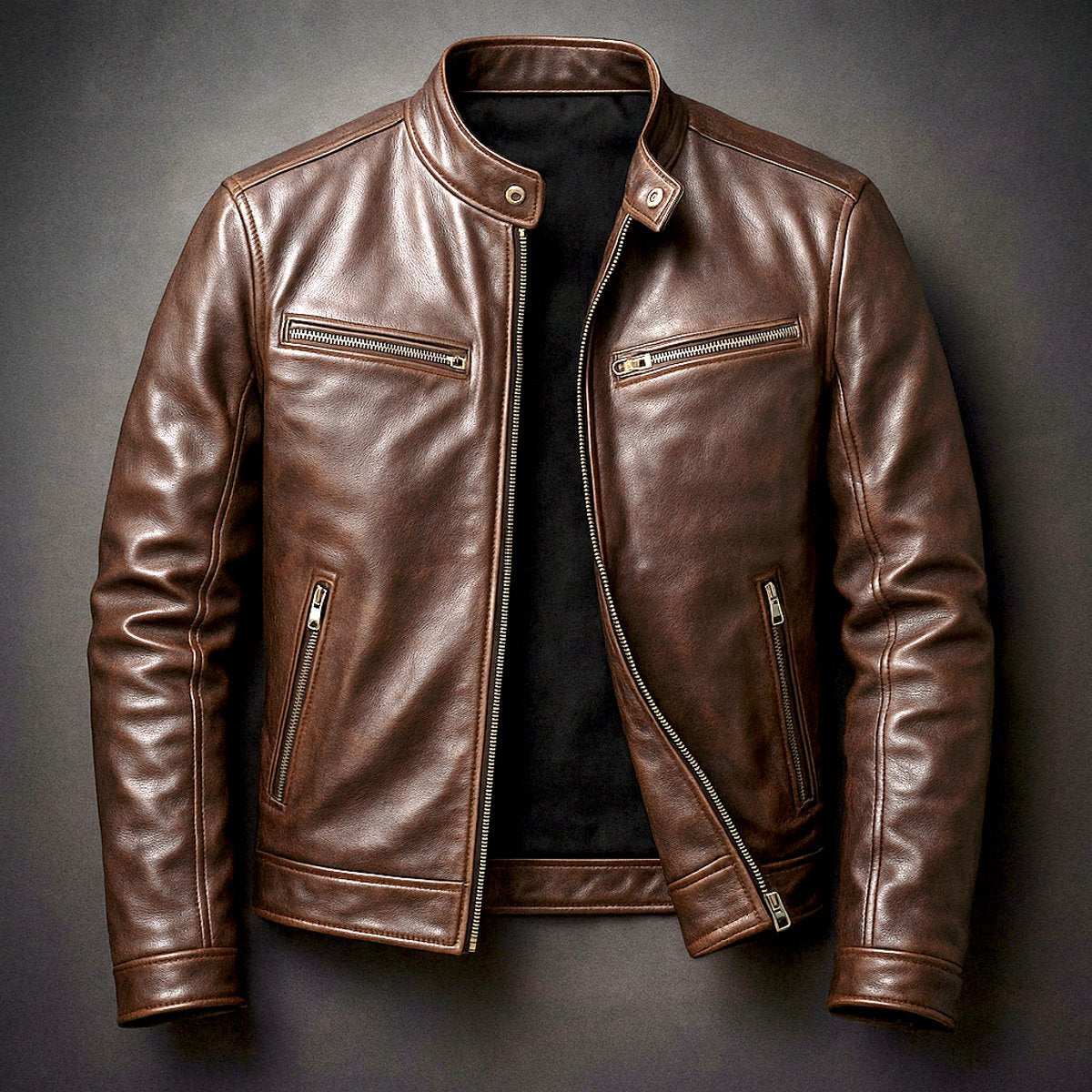 Vintage Herren Chiodo mit Stehkragen Cosimo Zigarrenbraun – Weiss Modehaus