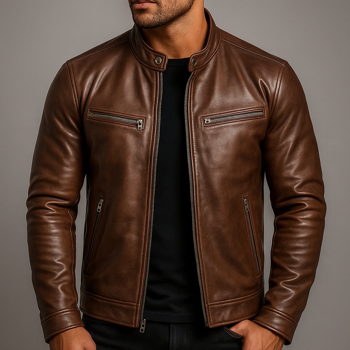 Vintage Herren Chiodo mit Stehkragen Cosimo – Bild 5