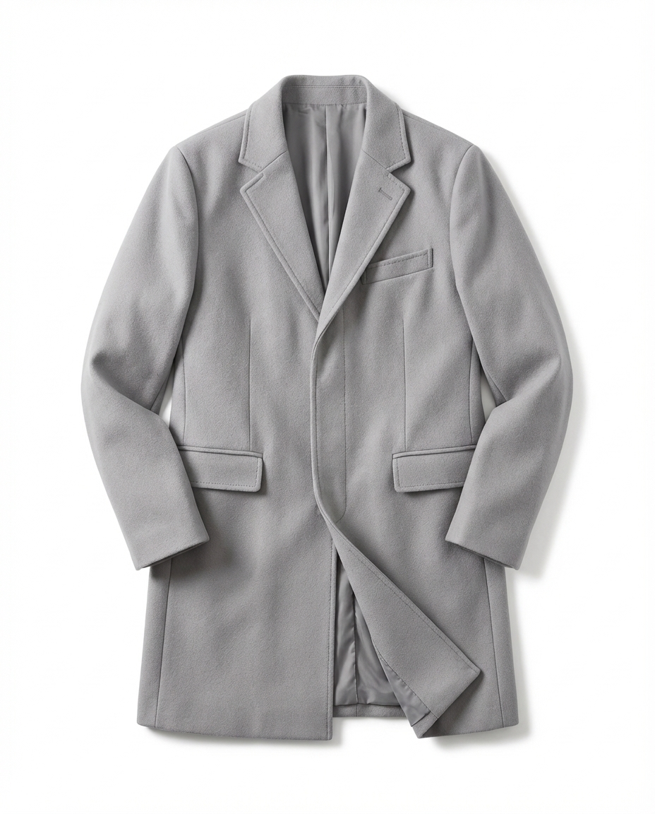 Herrenmantel aus Wollmischung Ludovico Grau – Weiss Modehaus