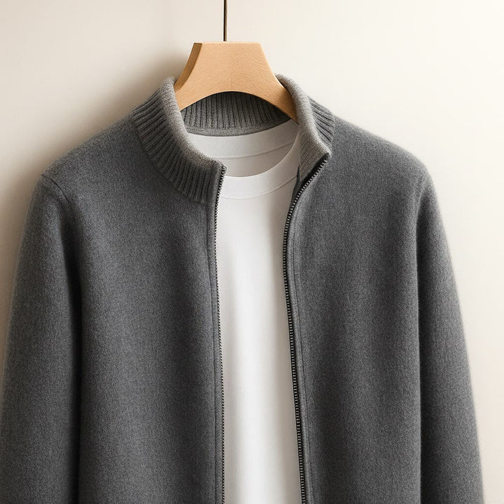 Zip-Pullover mit Kontrastbordüre Herren Celso – Bild 6