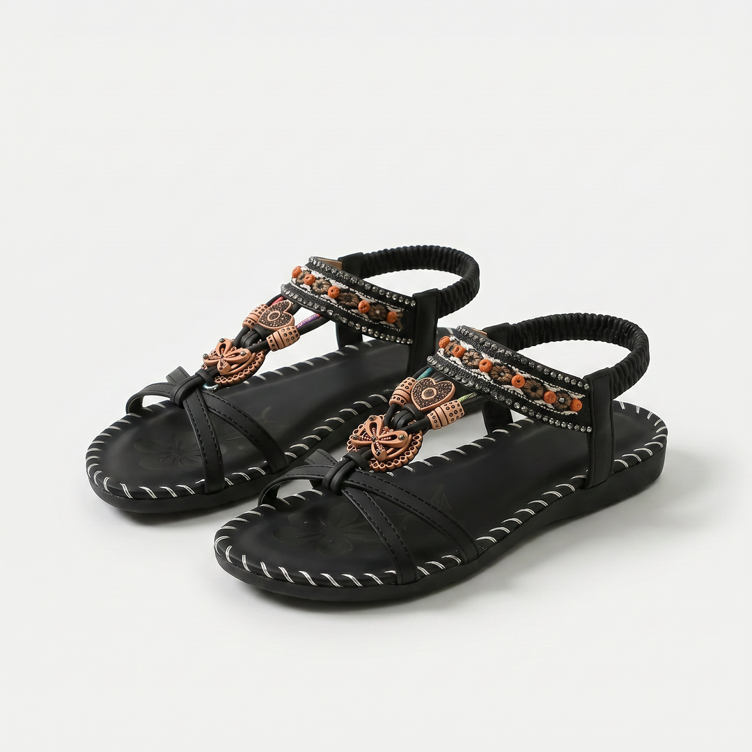 Orthopädische Sandalen im Ibiza-Stil für Komfort & Eleganz Nada Schwarz – Weiss Modehaus