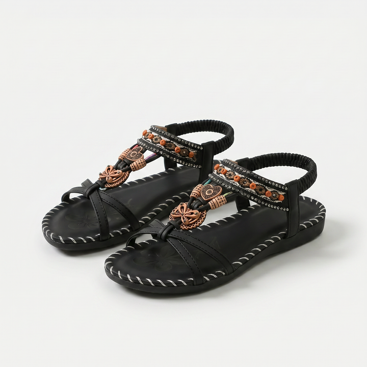 Orthopädische Sandalen im Ibiza-Stil für Komfort & Eleganz Nada Schwarz – Weiss Modehaus