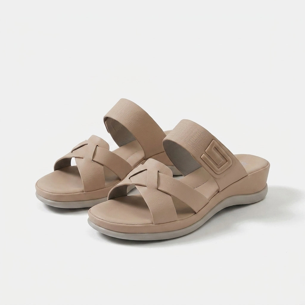 Bequeme Sommer-Slipper mit modernem Design Iris Blau – Weiss Modehaus