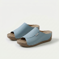 Komfort Pantolette mit Fußgewölbe-Unterstützung Indy Hellblau – Weiss Modehaus