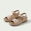 Leichte Sommer-Sandale mit Klettverschluss Liana Beige – Weiss Modehaus