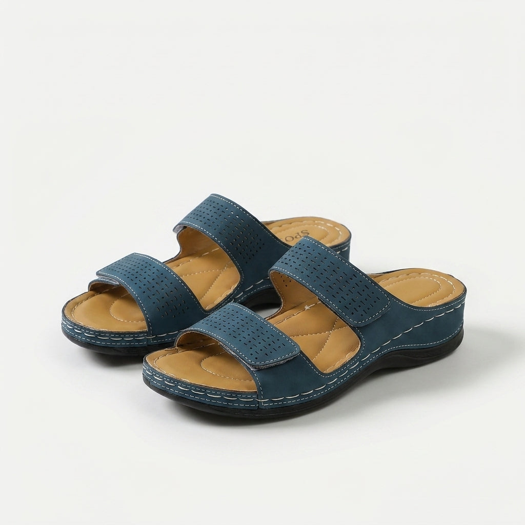 Komfort-Sandale mit weichem Fußbett Marisa Blau – Weiss Modehaus