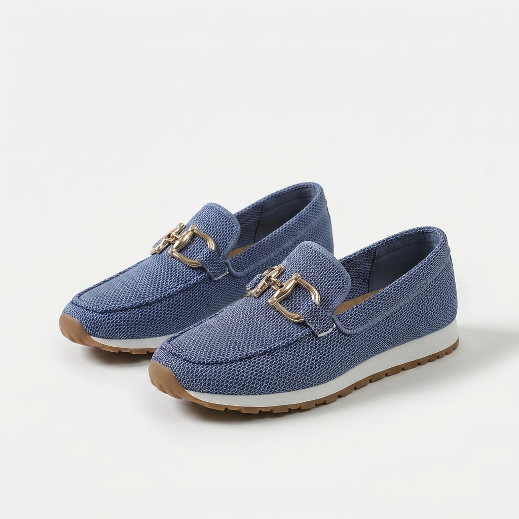 Der leichte Komfort-Slipper zum Hineinschlüpfen Lindi Blau – Weiss Modehaus