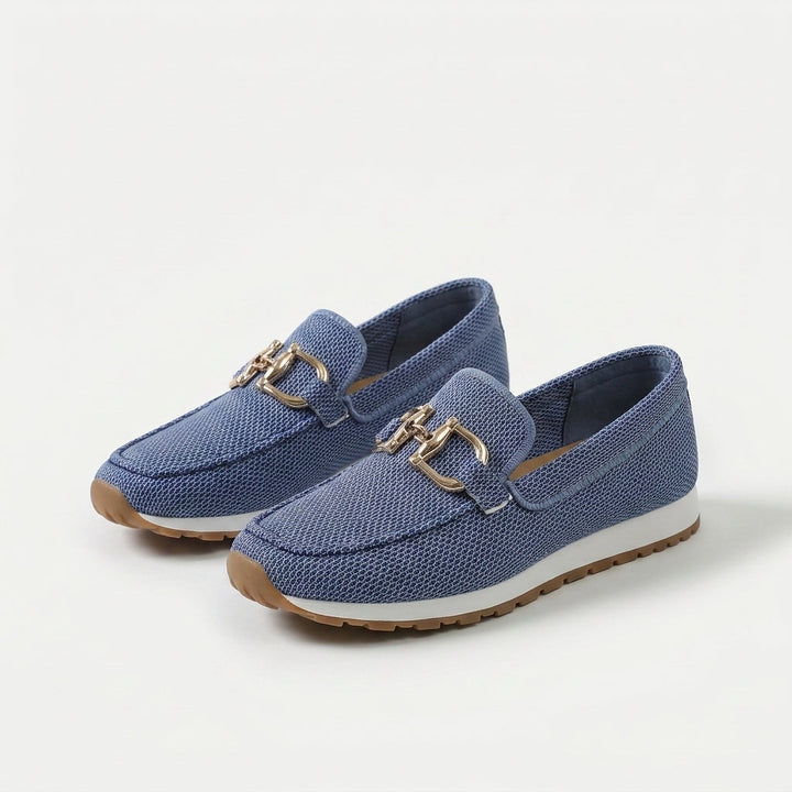 Der leichte Komfort-Slipper zum Hineinschlüpfen Lindi Blau – Weiss Modehaus