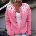 Rosa isländischer Cardigan mit floralem Stickerei Damen Natividad – Bild 2