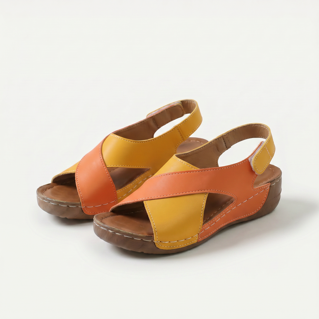 Orthopädische Sandalen mit offener Spitze Nicole Orange – Weiss Modehaus