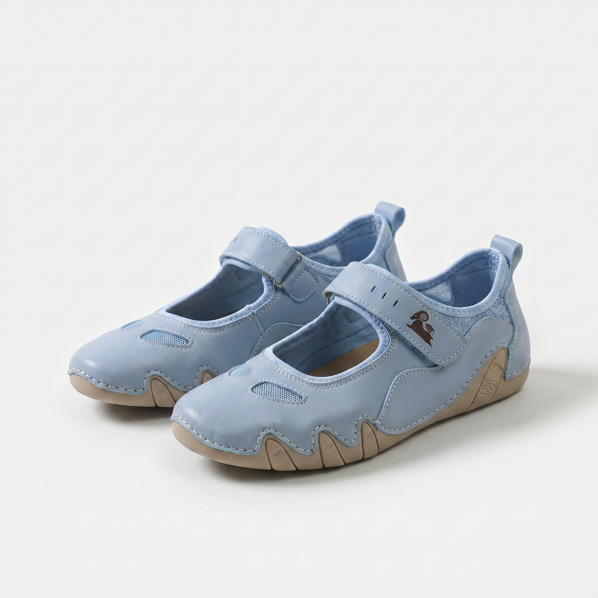 Leichte Komfort-Ballerina für entspannte Sommertage Damen Novi Hellblau – Weiss Modehaus