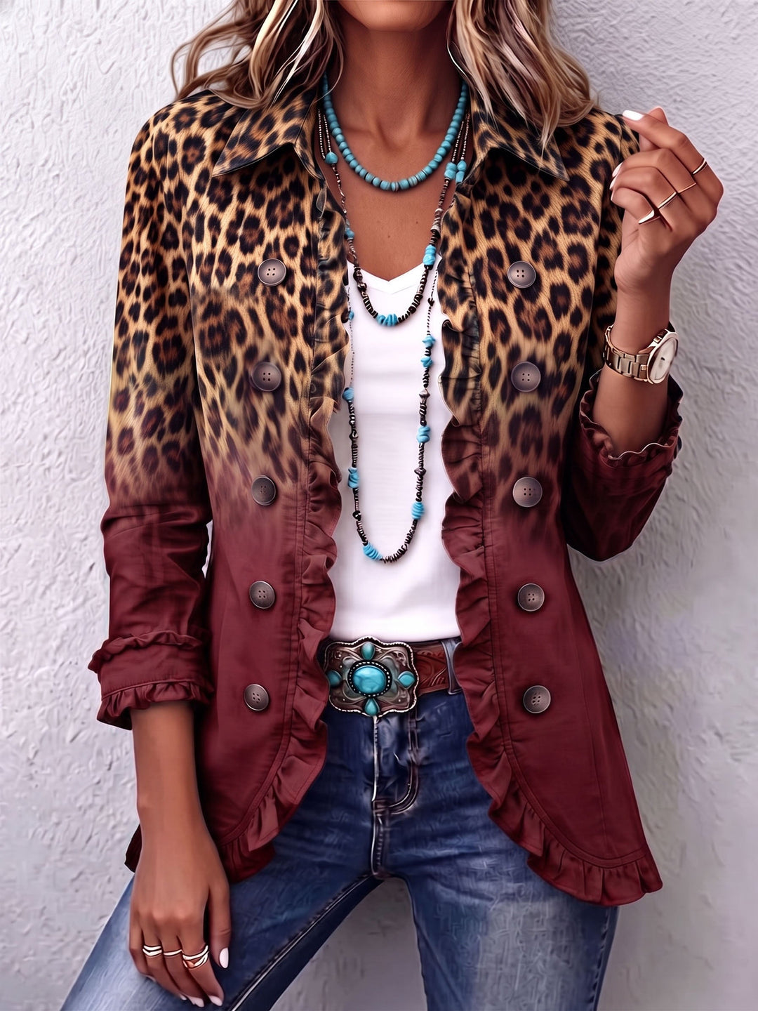 Blazer Leopardenmuster Grün Mercedes – Bild 5