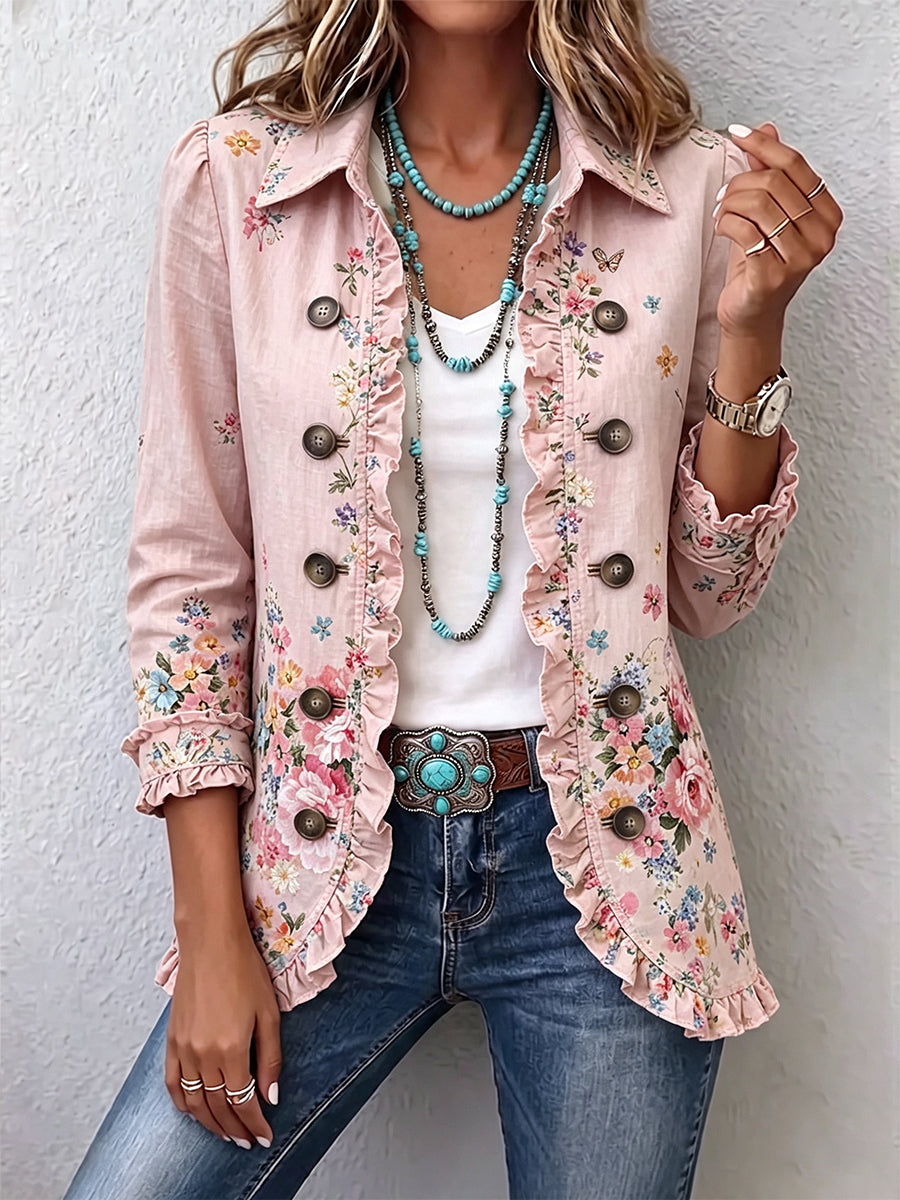 Blumenjacke mit Knöpfen Araceli – Weiss Modehaus