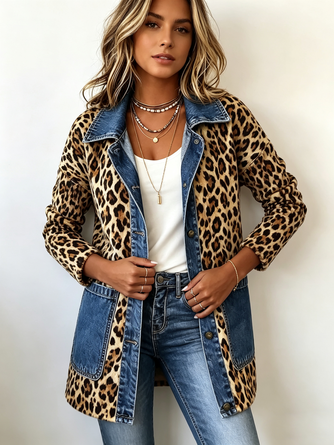 Lorena Leoparden-Denimjacke – Bild 3