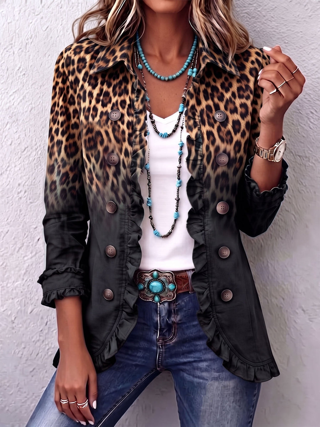 Blazer Leoparden Schwarz Sabina – Weiss Modehaus