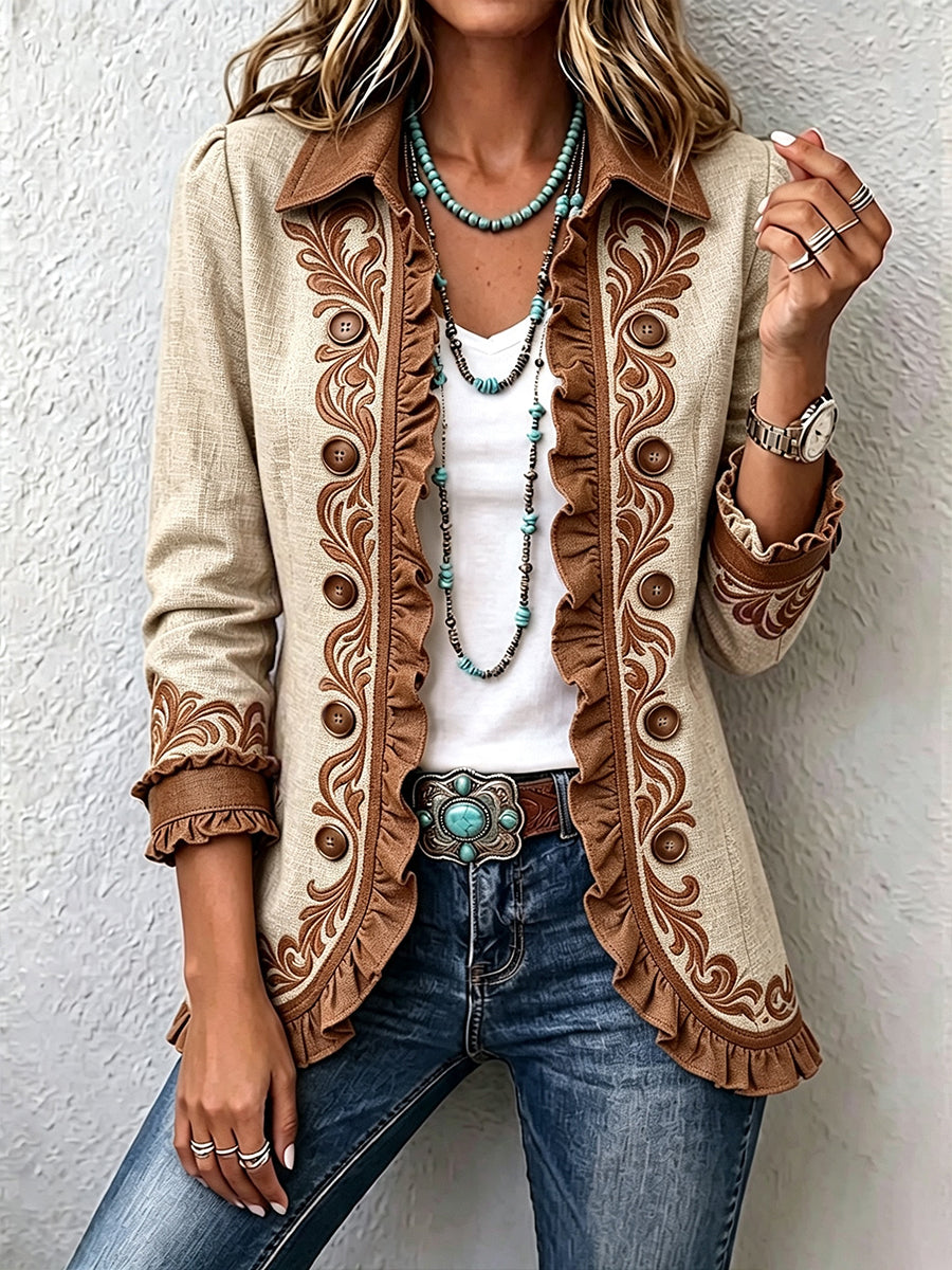 Bestickte Blumenjacke Almudena – Weiss Modehaus