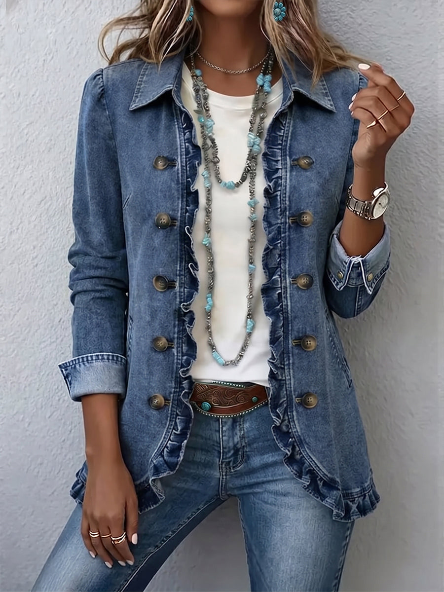 Elegante Volantjacke Rosaria – Weiss Modehaus