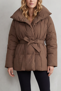 Oversized Daunenjacke mit Gürtel Damen Benedetta Braun – Weiss Modehaus