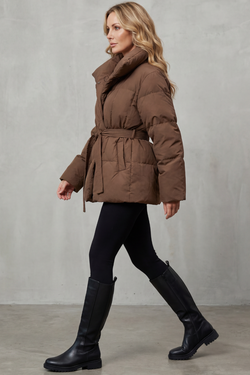 Oversized Daunenjacke mit Gürtel Damen Benedetta – Bild 4