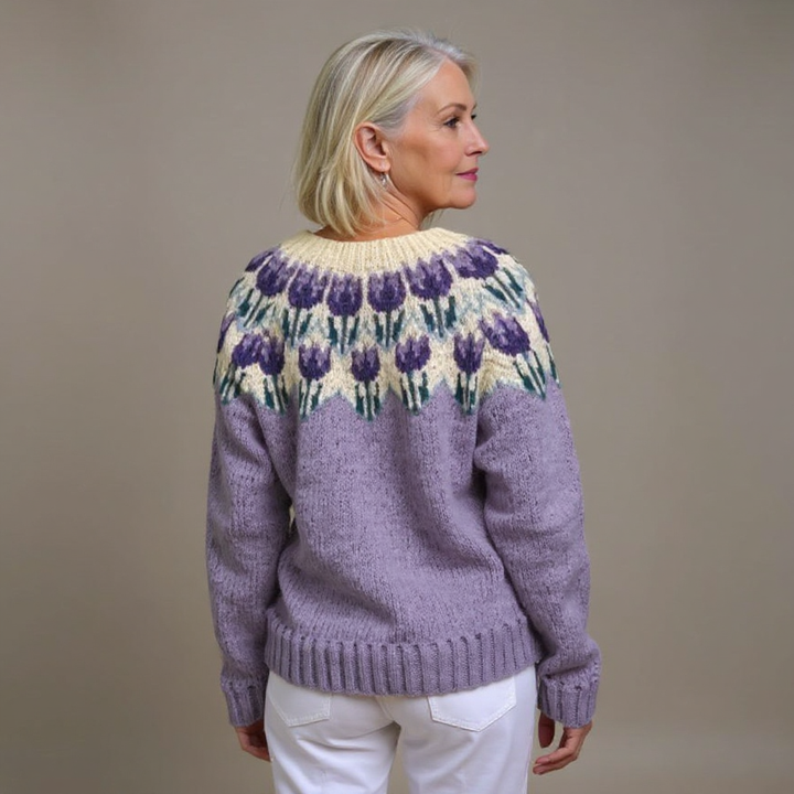 Strickjacke mit floralem Passe Damen Paulina – Bild 3
