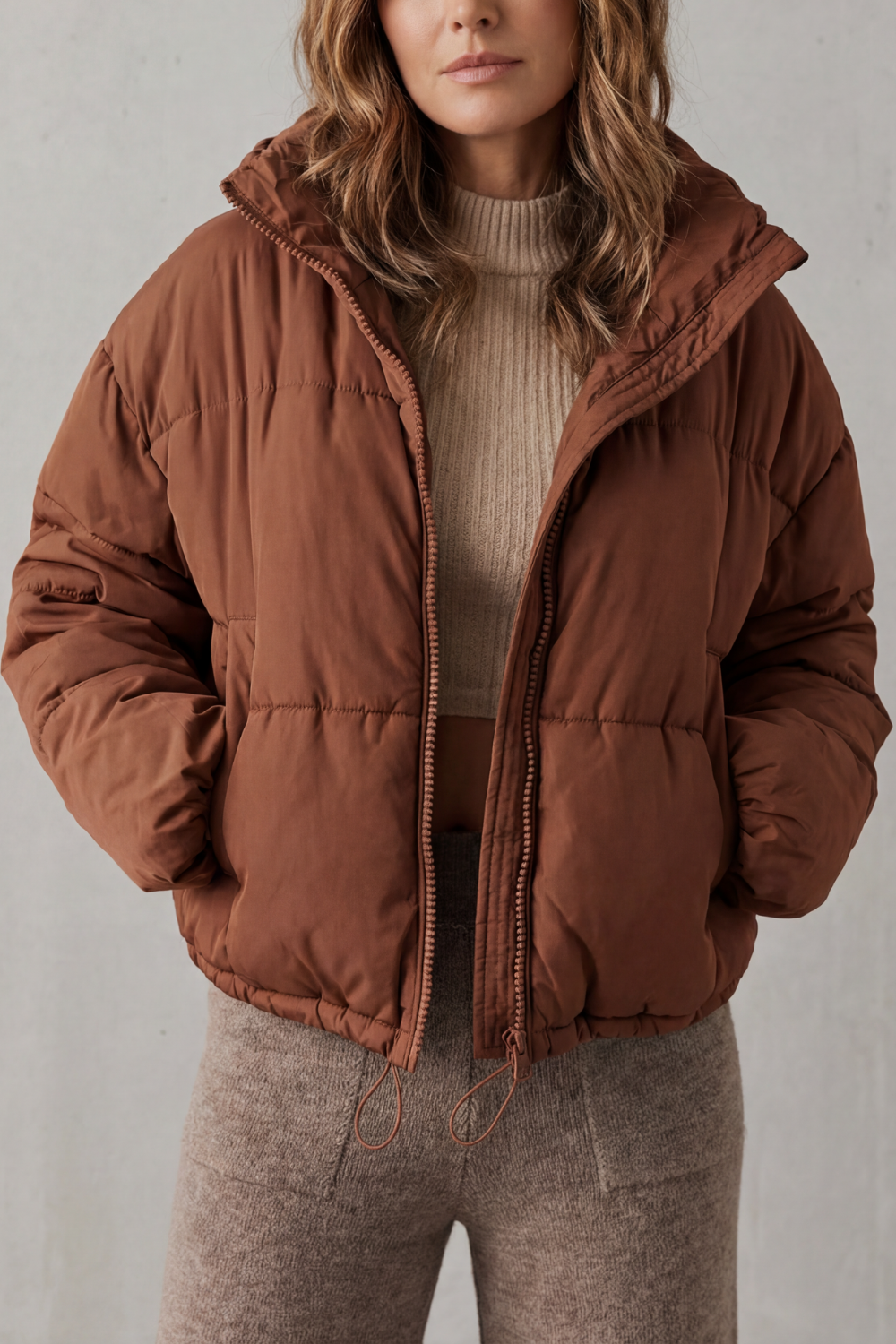 Kurze Steppjacke Damen Costanza Braun – Weiss Modehaus