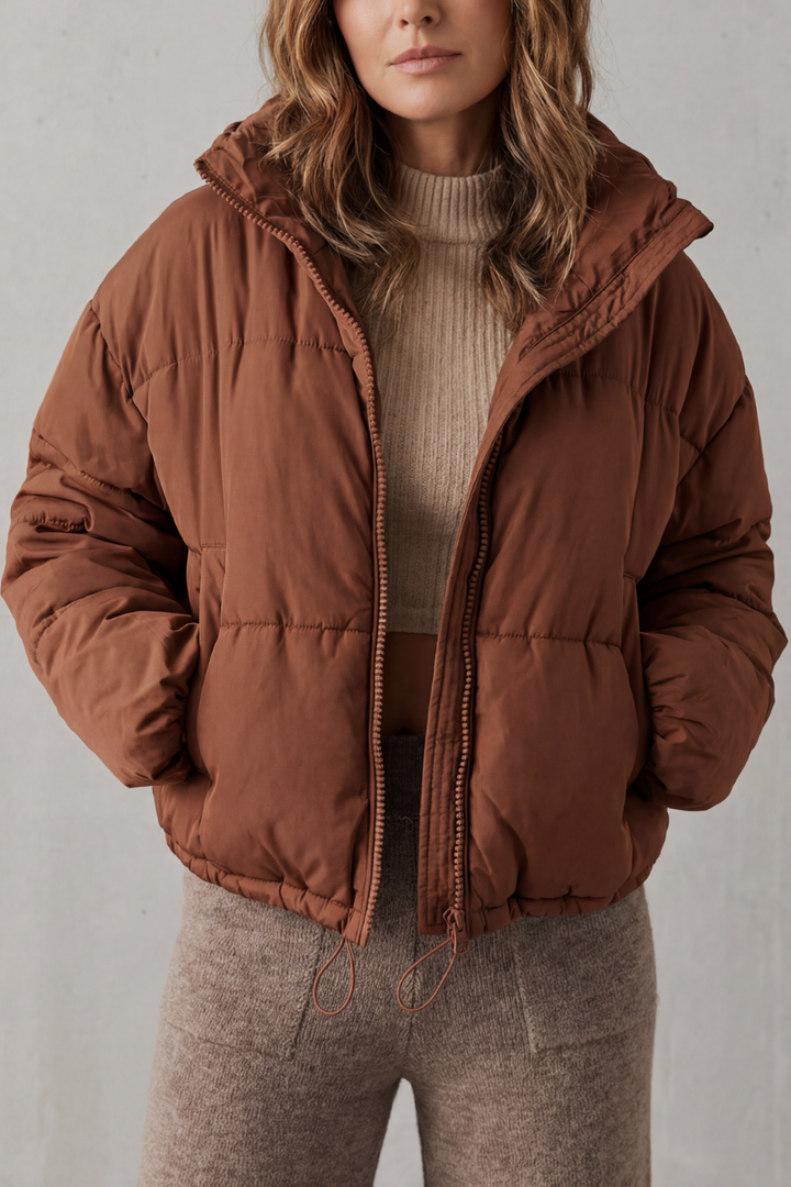 Kurze Steppjacke Damen Costanza Braun – Weiss Modehaus