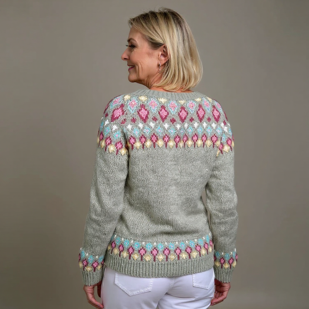 Isländische Strickjacke mit Blumen im Schulterbereich Damen Rafaela – Bild 3